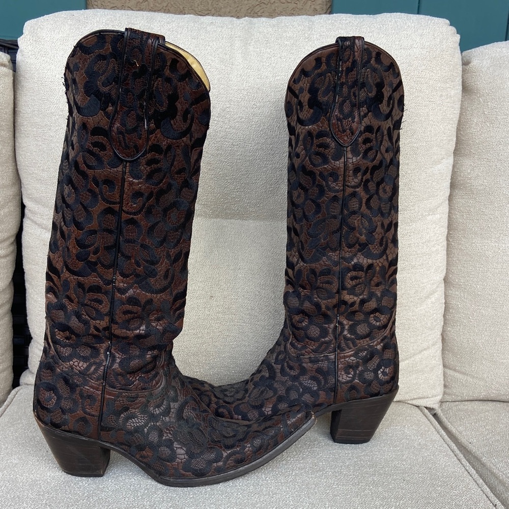 Corral‎ Lace Embroidered Cowboy Boots. Size 10 - Picture 4 of 11